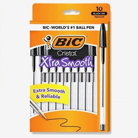 Bic Cristal Ballpoint Pens , Black , 10 Pack