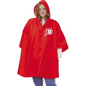 Red Heavy Weight Athletic Logo Rain Poncho