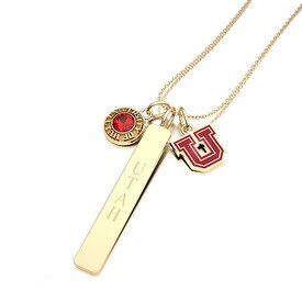 Gold Block U Charm Necklace