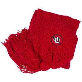 Interlocking U Red Knit Scarf