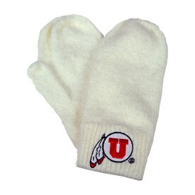 Athletic Logo Fuzzy Cream Mittens