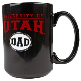 "University of Utah Dad " Black Coffee Mug