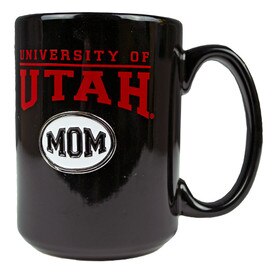 "University of Utah Mom " Black Coffee Mug