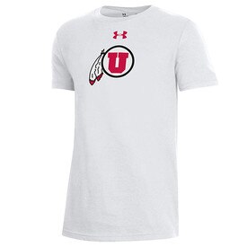 Youth Under Armour Short Sleeve Tee Athletic Logo Drums & Feathers On White