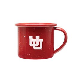 Interlocking U Red Speckle Enamel Shot Glass