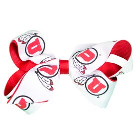 Athletic Logo White Hair Bow Clip