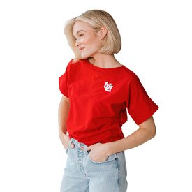 Albion Women's Boxy Interlocking U Tee Red