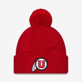 New Era Women's Cable Knit Utah Pom Red Beanie