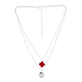 Emerson Street Block U Necklace Clover Silver