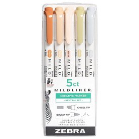 Zebra Pen Midliner Double Ended Highligher - Asst 5Pk Bp