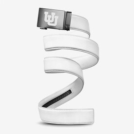 Mission Belt Chrome Interlocking U Buckle White Leather Belt