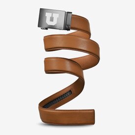 Mission Belt Silver Block U Buckle Tan Leather Belt