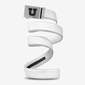 Mission Belt Chrome Block U White Leather Belt