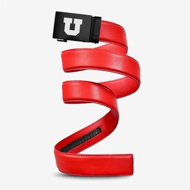 Mission Belt Black Block U Buckle Red Leather Belt