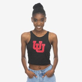 Zoozatz Women's Interlocking U Cropped Tank Black