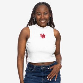 ZooZatz Women's Interlocking U Mock Neck Tank White