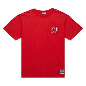 Mitchell & Ness Vault Athletic Logo Red Fade Away Premium Pocket Tee