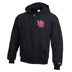 Champion Black Interlocking U Full Zip Hoodie