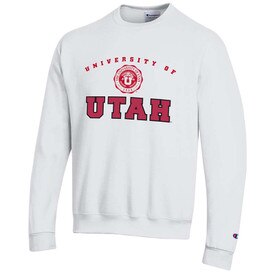 Champion Academic Logo White Crew Neck Sweatshirt