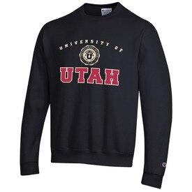 Champion Academic Logo Black Crew Neck Sweatshirt
