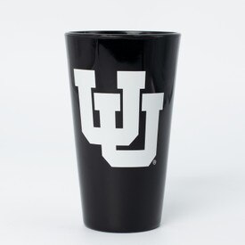Interlocking U Black Pint Glass