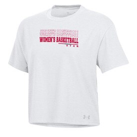 Under Armour Women's Utah Basketball White Crop Tee