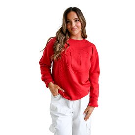 Gameday Social Unisex Embossed Comfort Crewneck Red