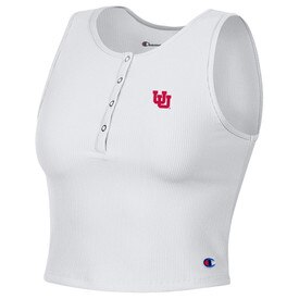 Champion Women's Tailgate Rib Henly Cropped Tank White