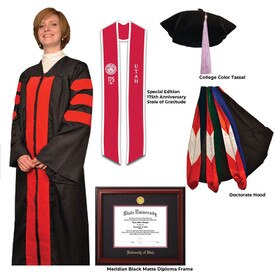 PhD/Doctorate Crimson Black Graduation Package