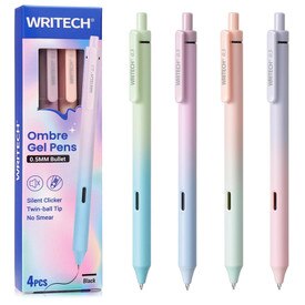 Writech Aurora Retractable Pens Black Ink 4pk