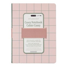 Peach and Green Grid Casey Notebook with Phone Loop